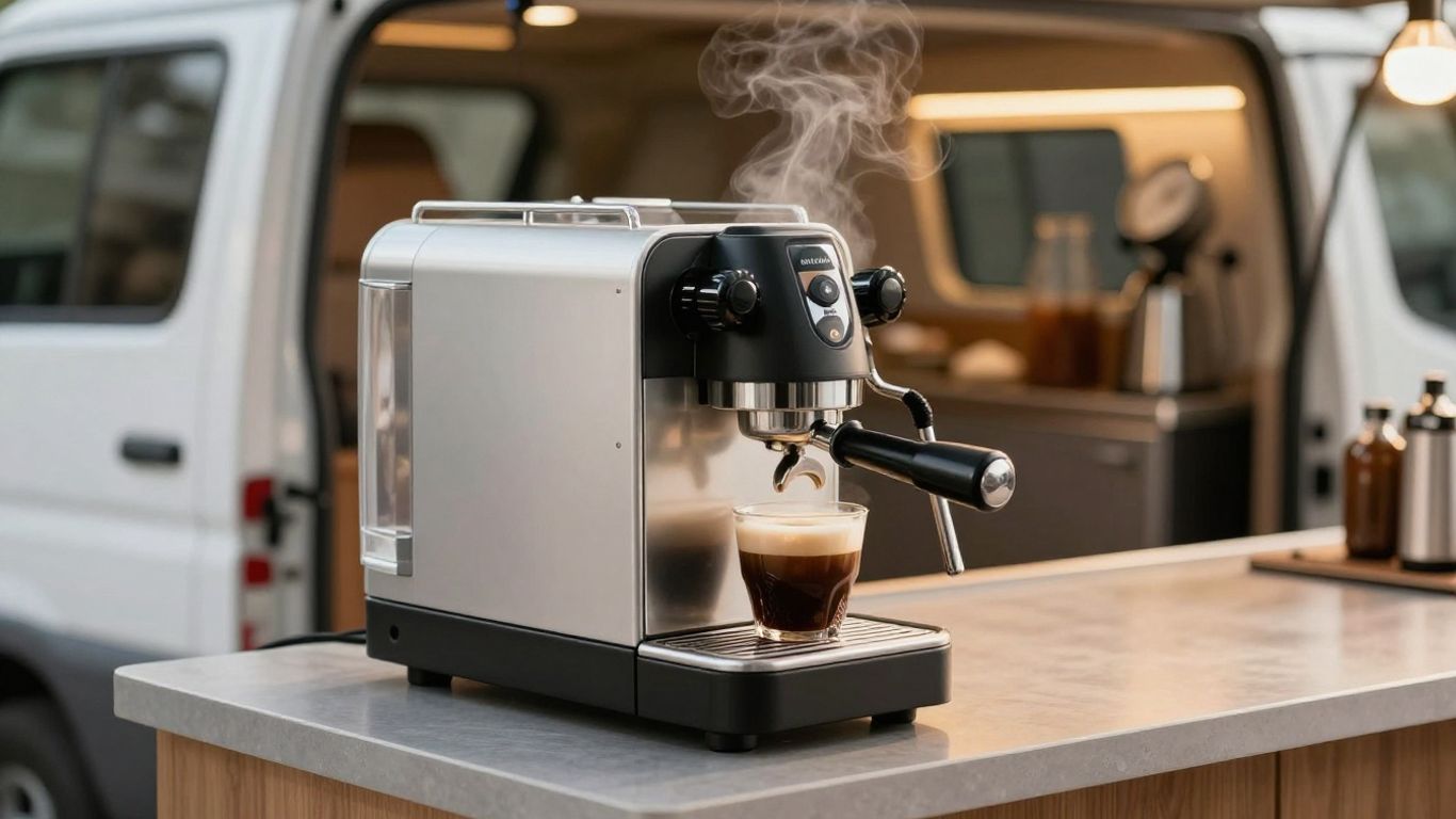 Mobile coffee machine in a van