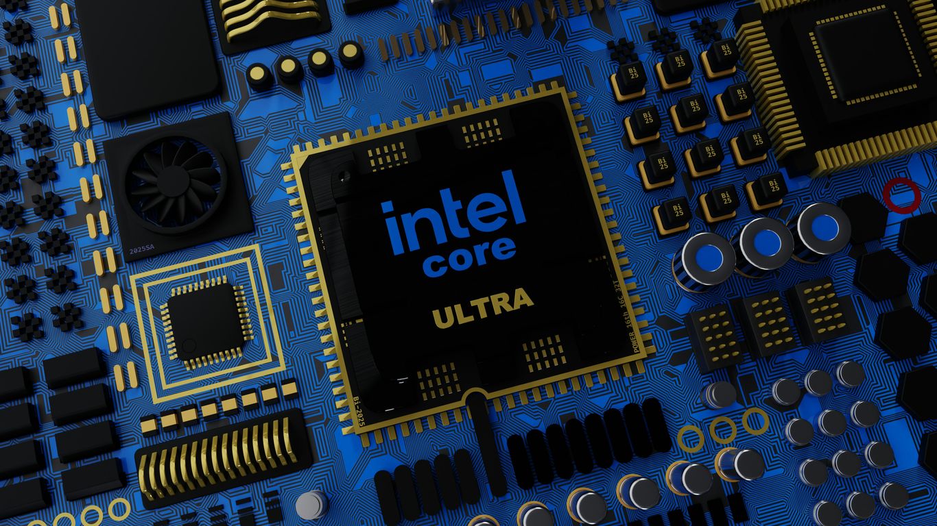 a close up of a computer chip with the intel core logo on it