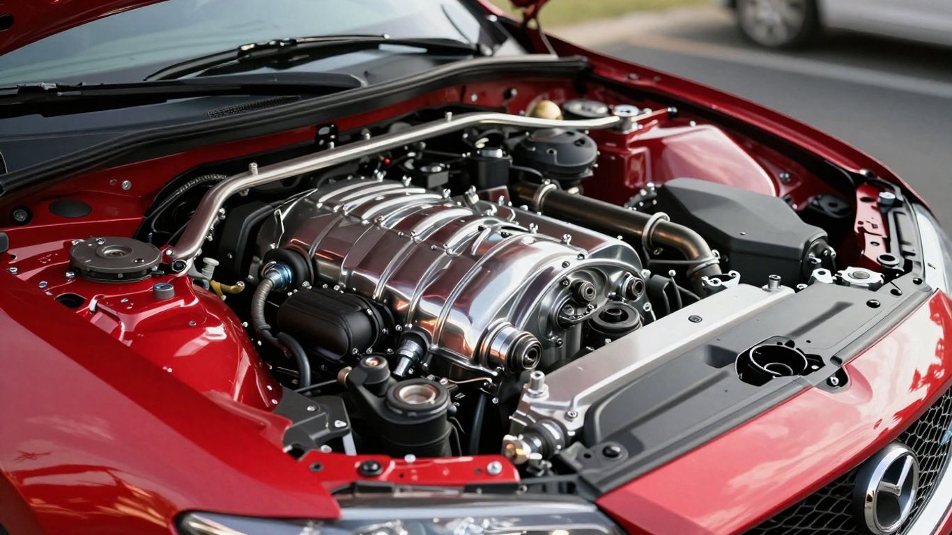 Mazda car engine with new parts