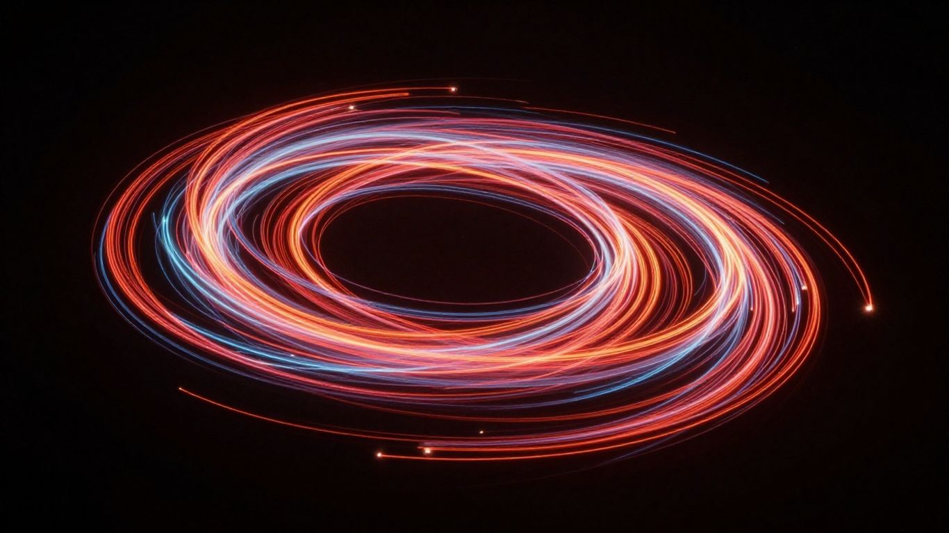 Abstract light trails suggesting innovation and future progress.