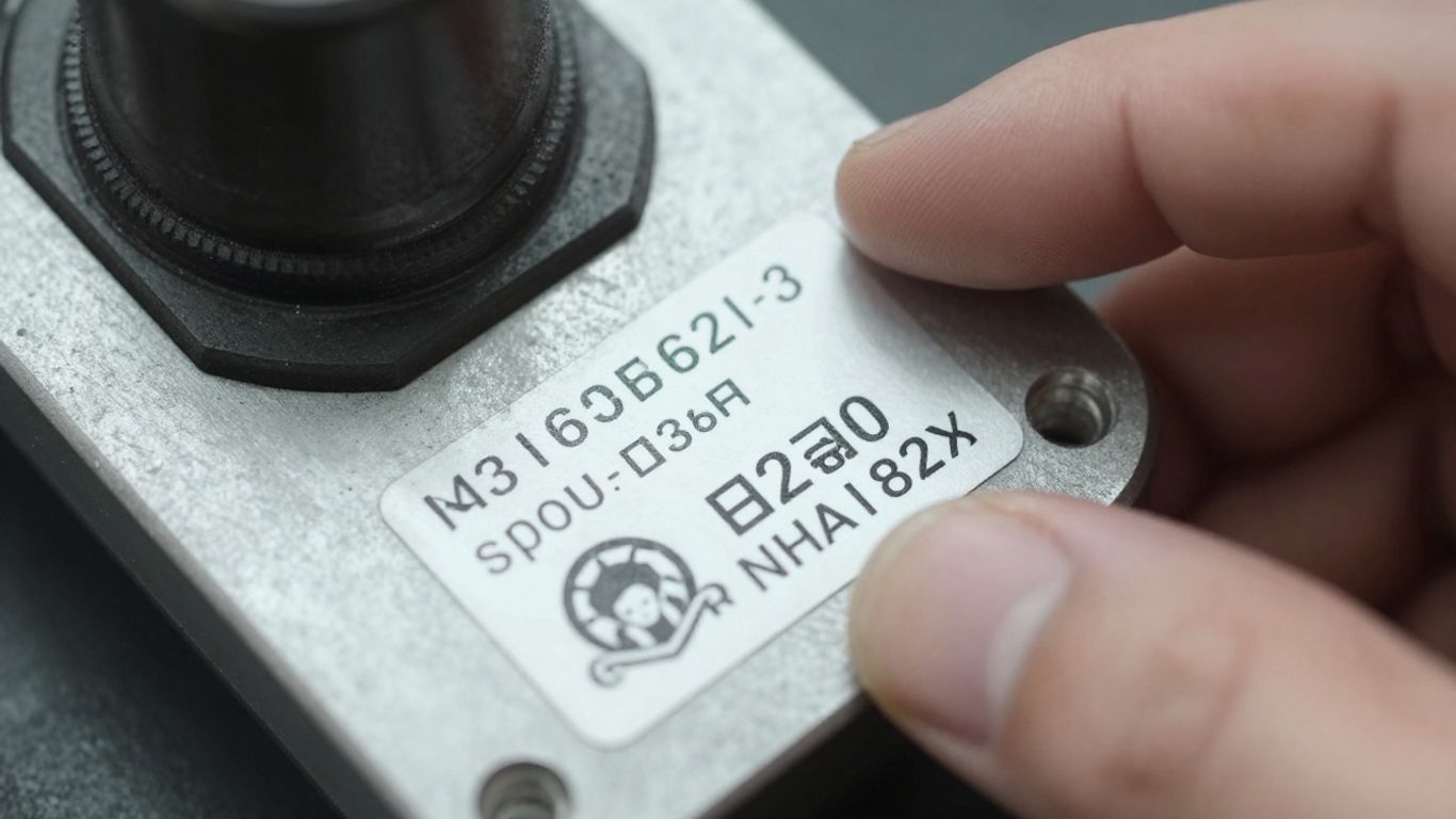 A close-up of a certification label on a component