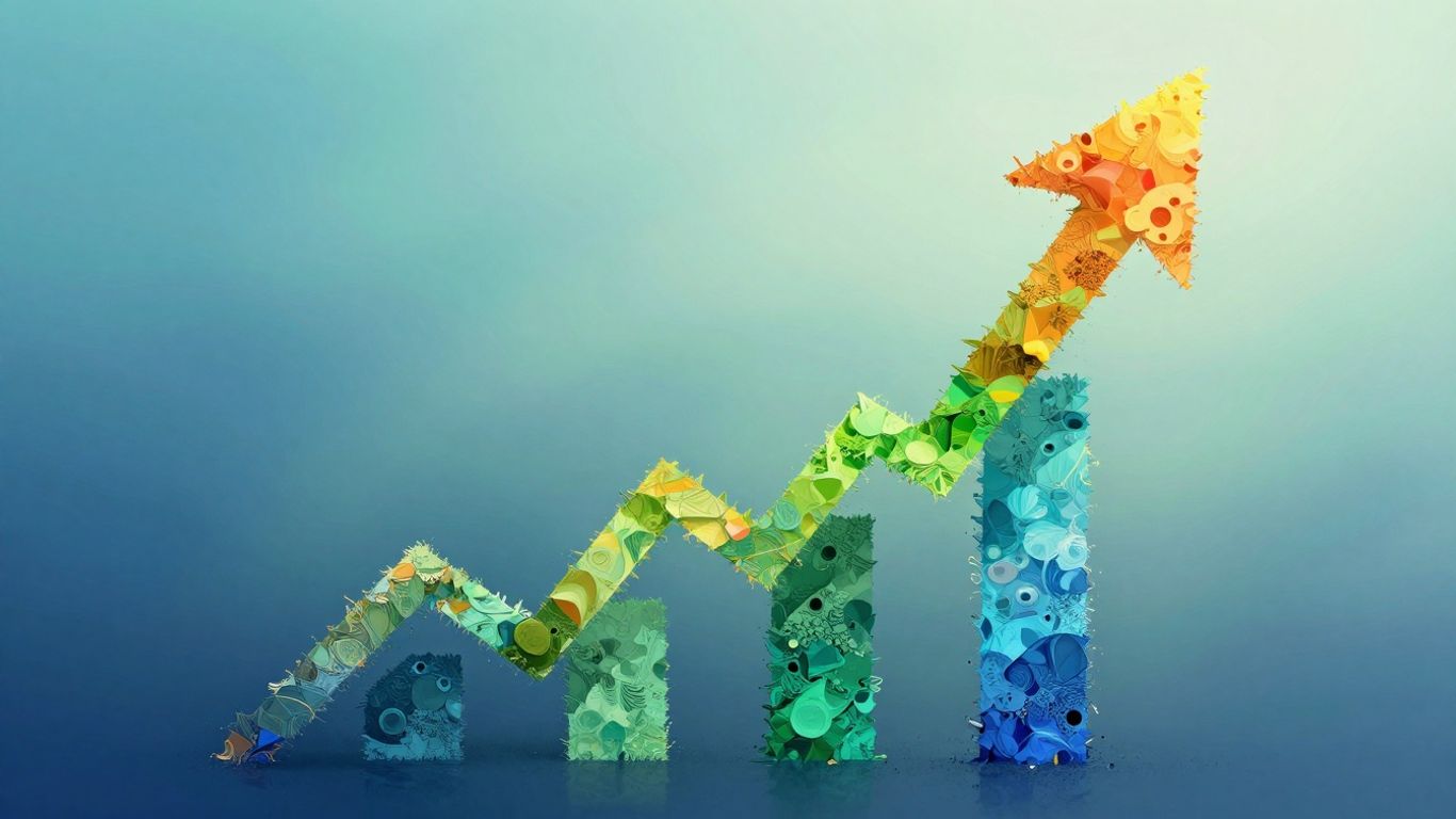 Abstract upward arrow indicating growth and profit.