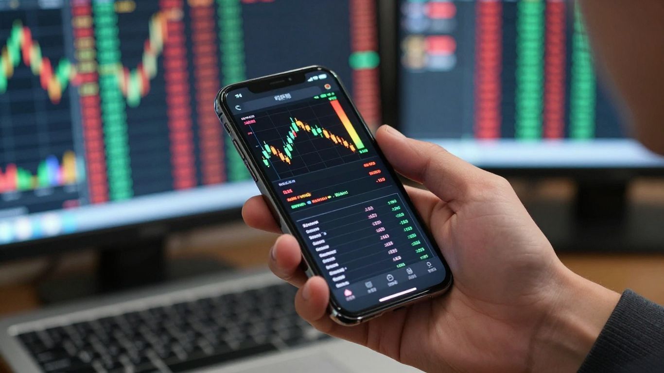 Person using smartphone for trading analysis