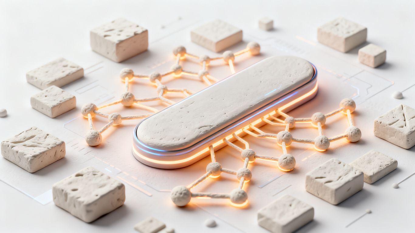 3D illustration of Claude AI interface with glowing patterns.