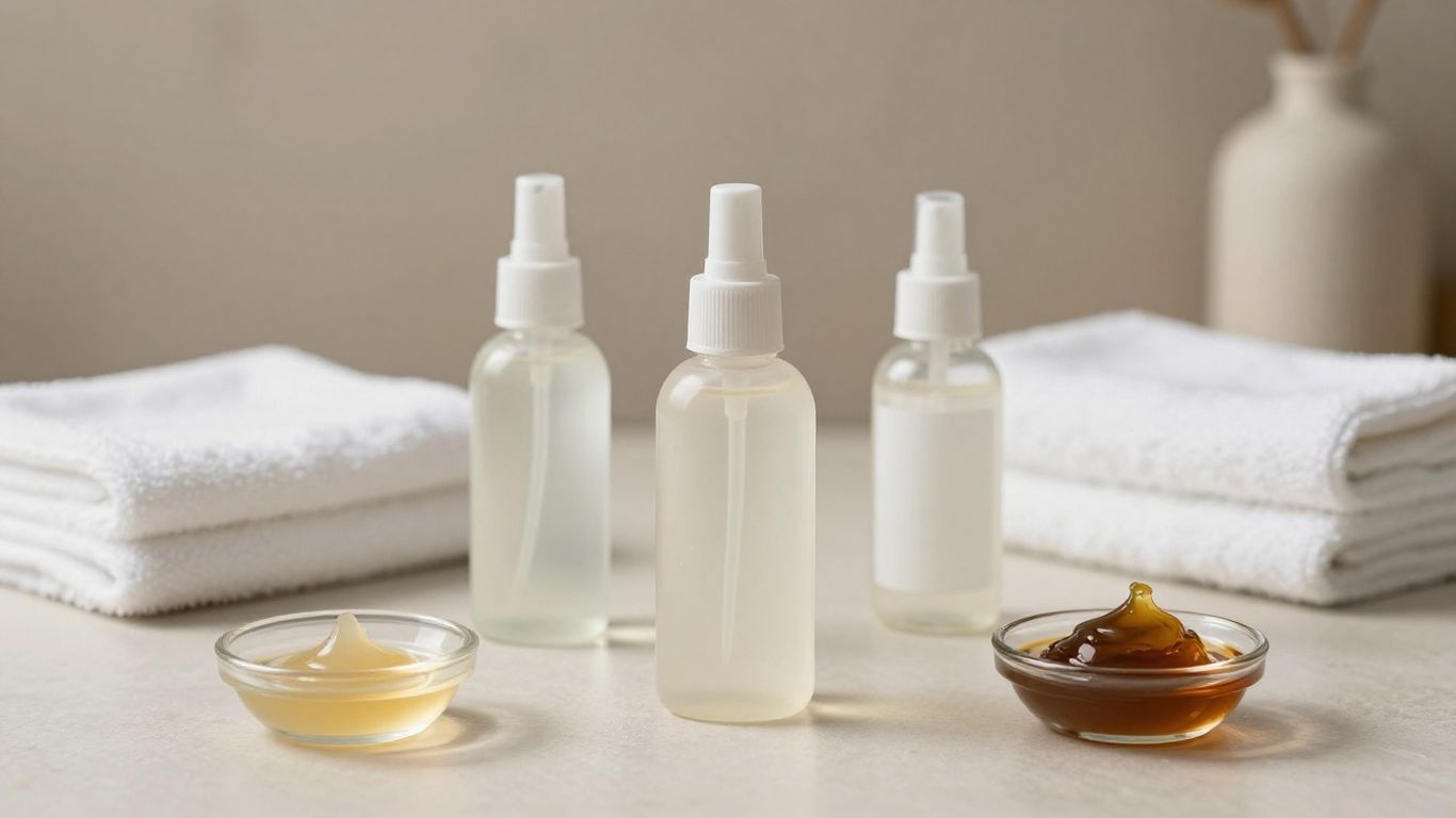 A selection of lubricant textures beside towels