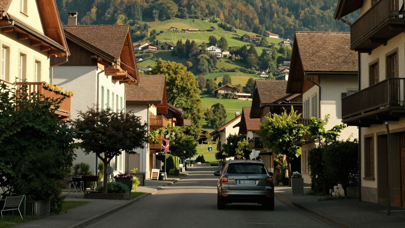 Kleines City-SUV vor urbaner Schweizer Kulisse