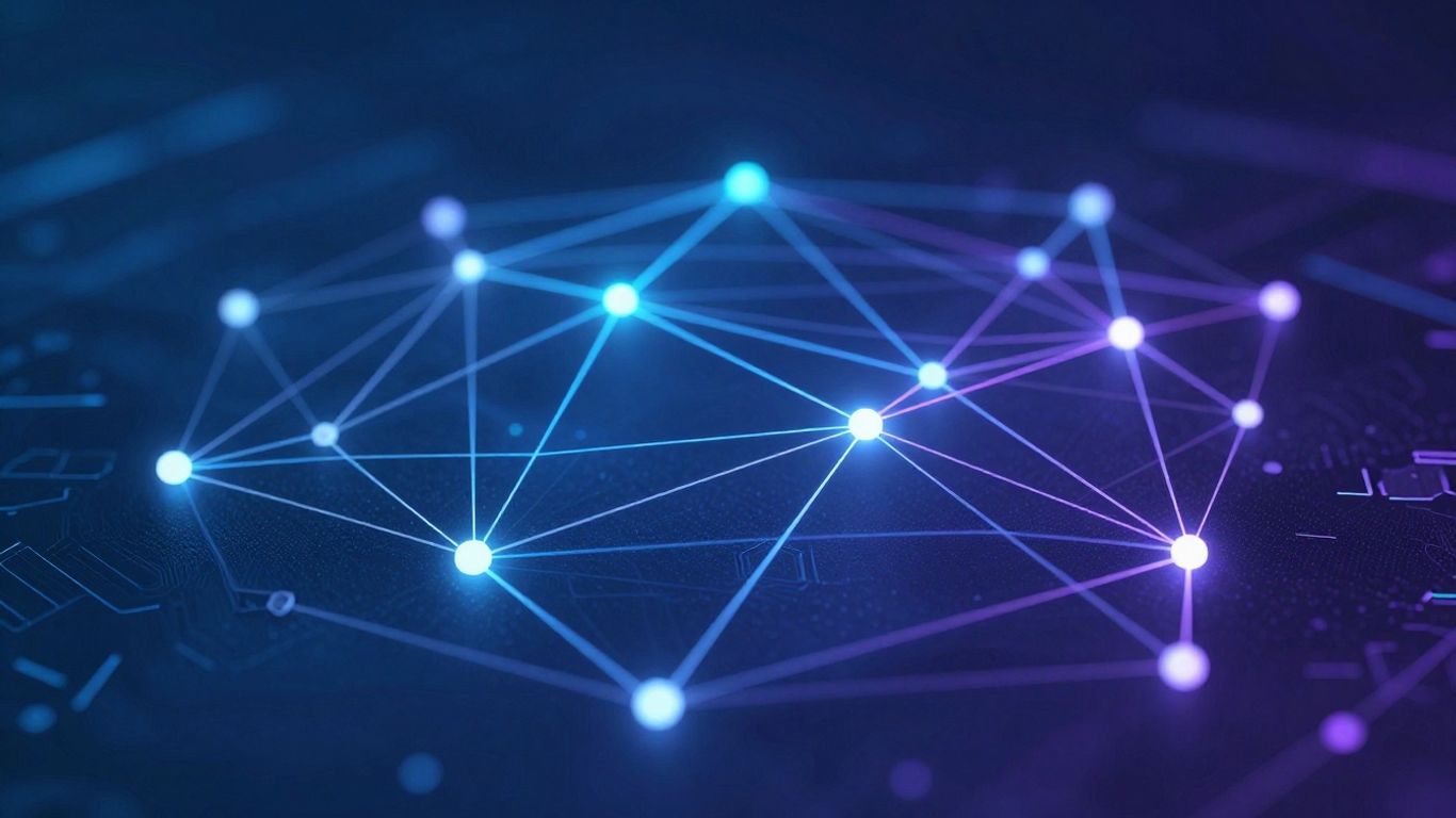 Digitale Blockchain mit leuchtenden Verbindungen.