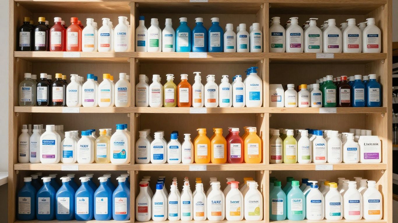 Organized product shelves with clear categorization.