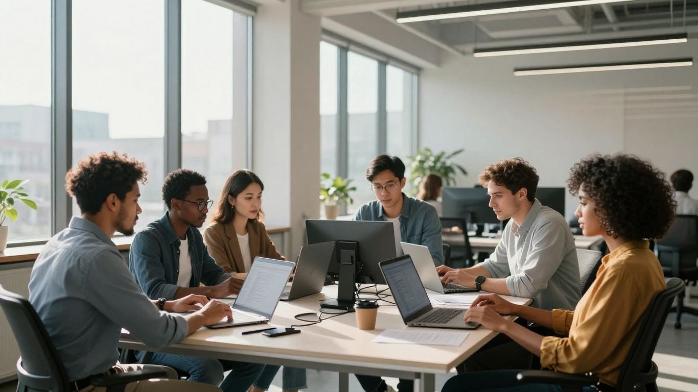 Team working in a modern office environment.