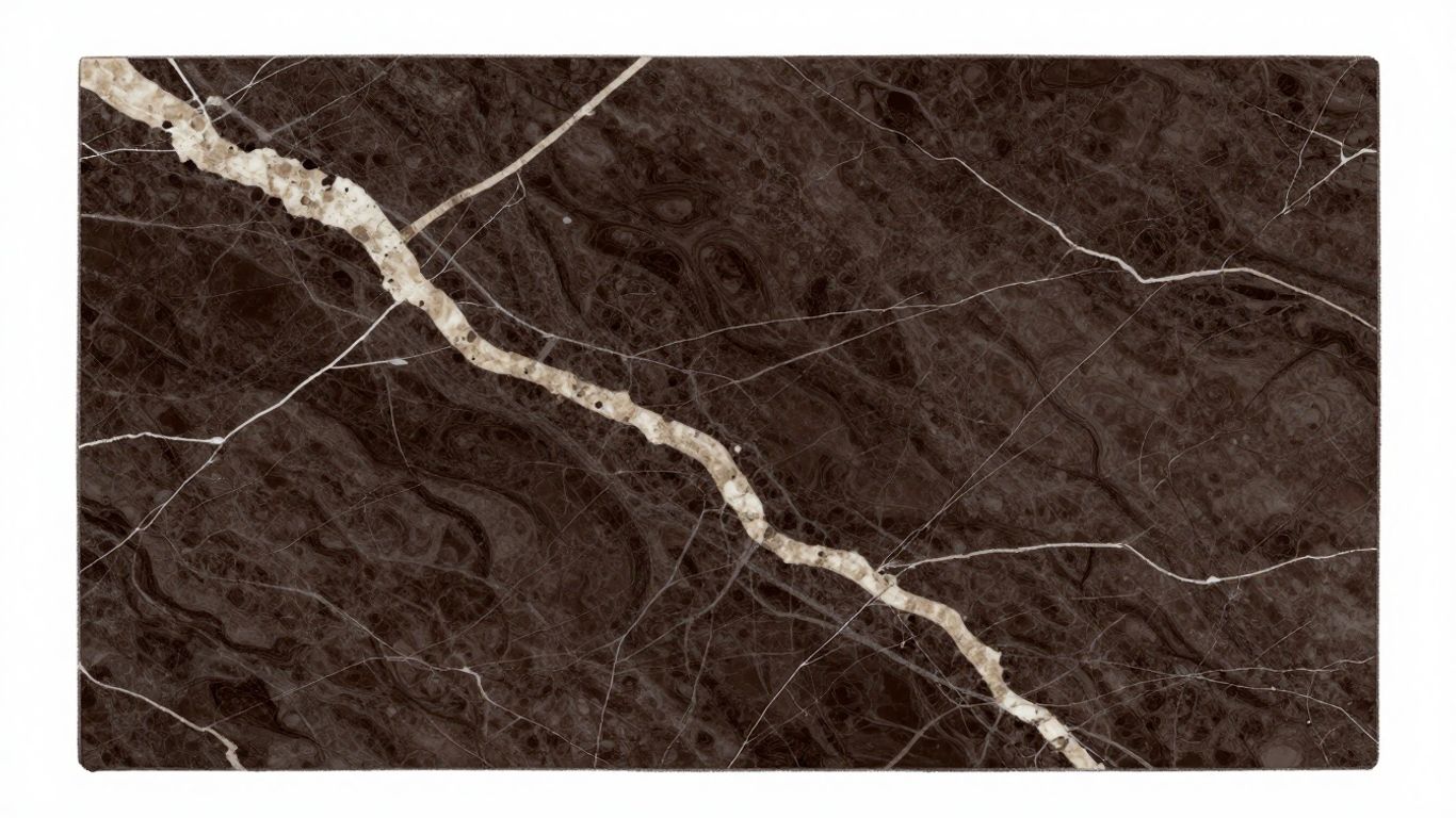 Emperador Dark marble sketch with brown and cream veins.