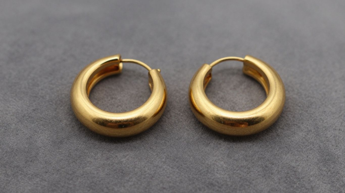 Boucles d'oreilles en or sur fond doux.