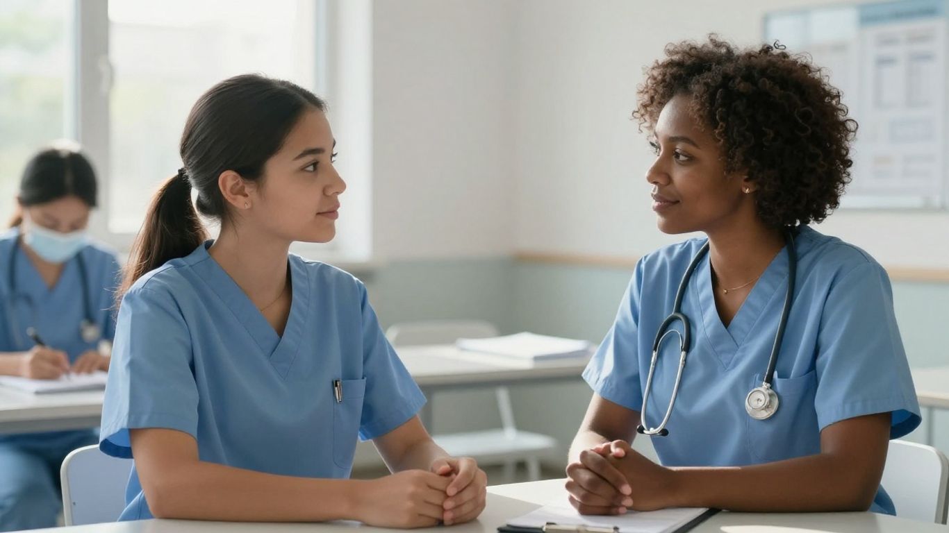 Nursing student in classroom learning