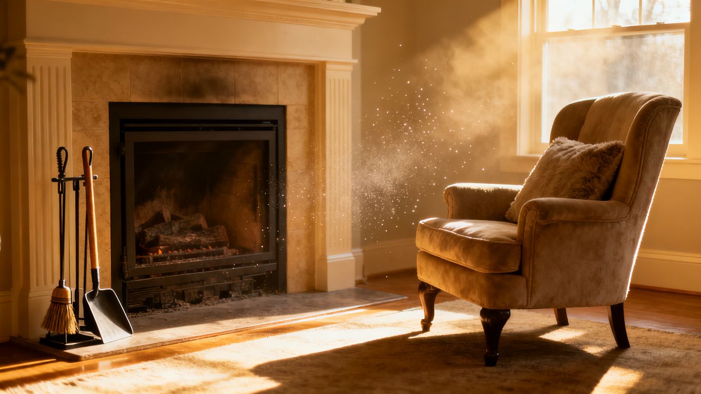 Clean fireplace during warmer months with tools.