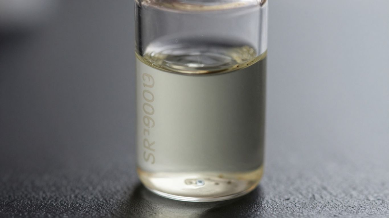 SR9009 vial on a dark surface.