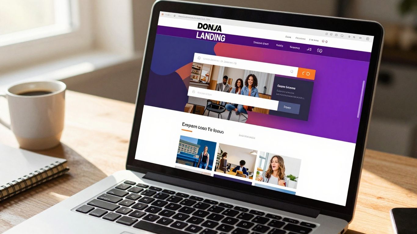 Landing page optimization tools on a laptop screen.