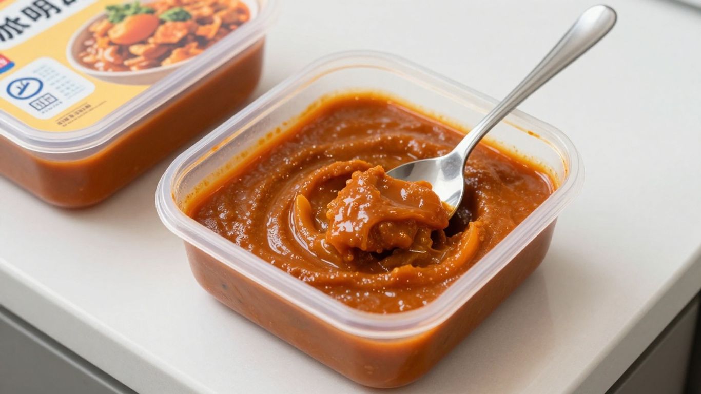Frozen curry portion ready for safe thawing