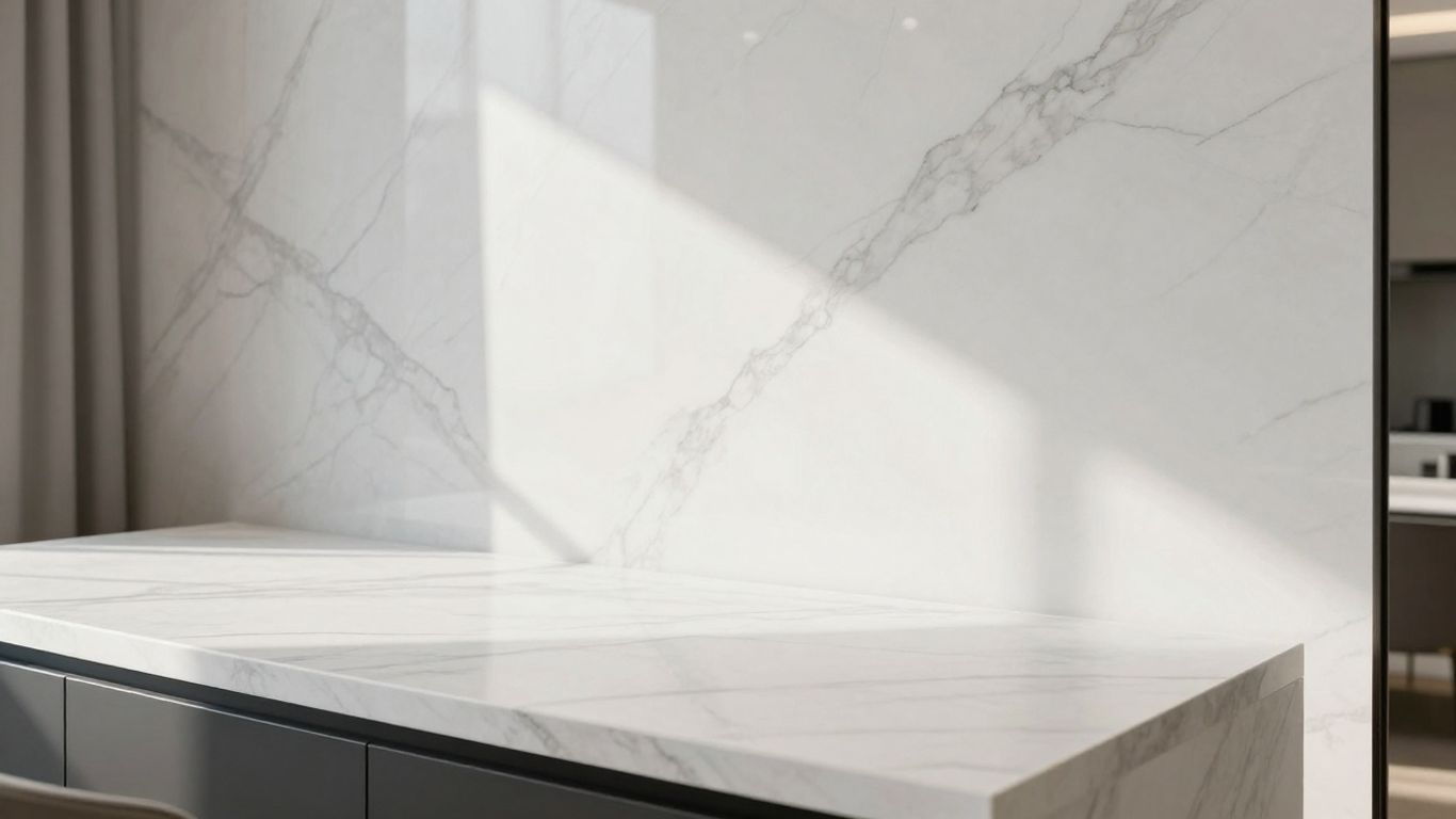 Realistic marble laminate in a modern interior design.