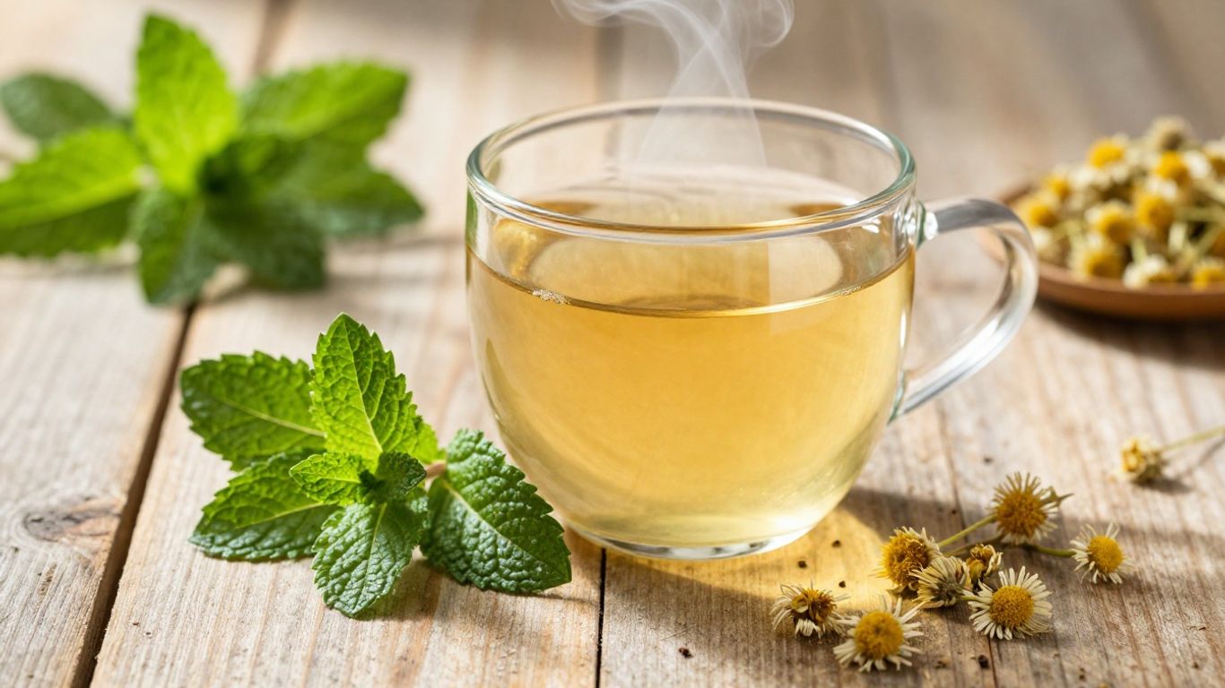Herbal tea with mint and chamomile