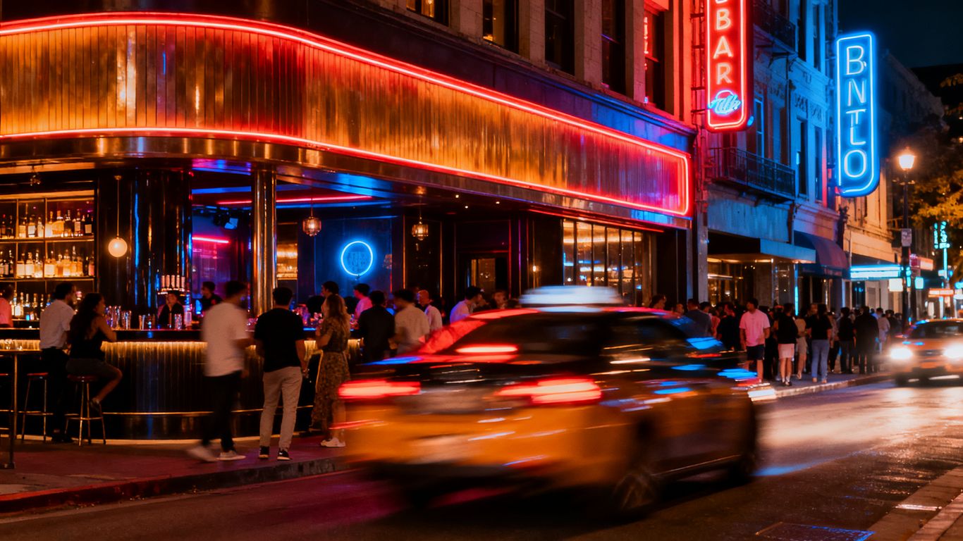 Bustling nightlife scene in the Provenza district