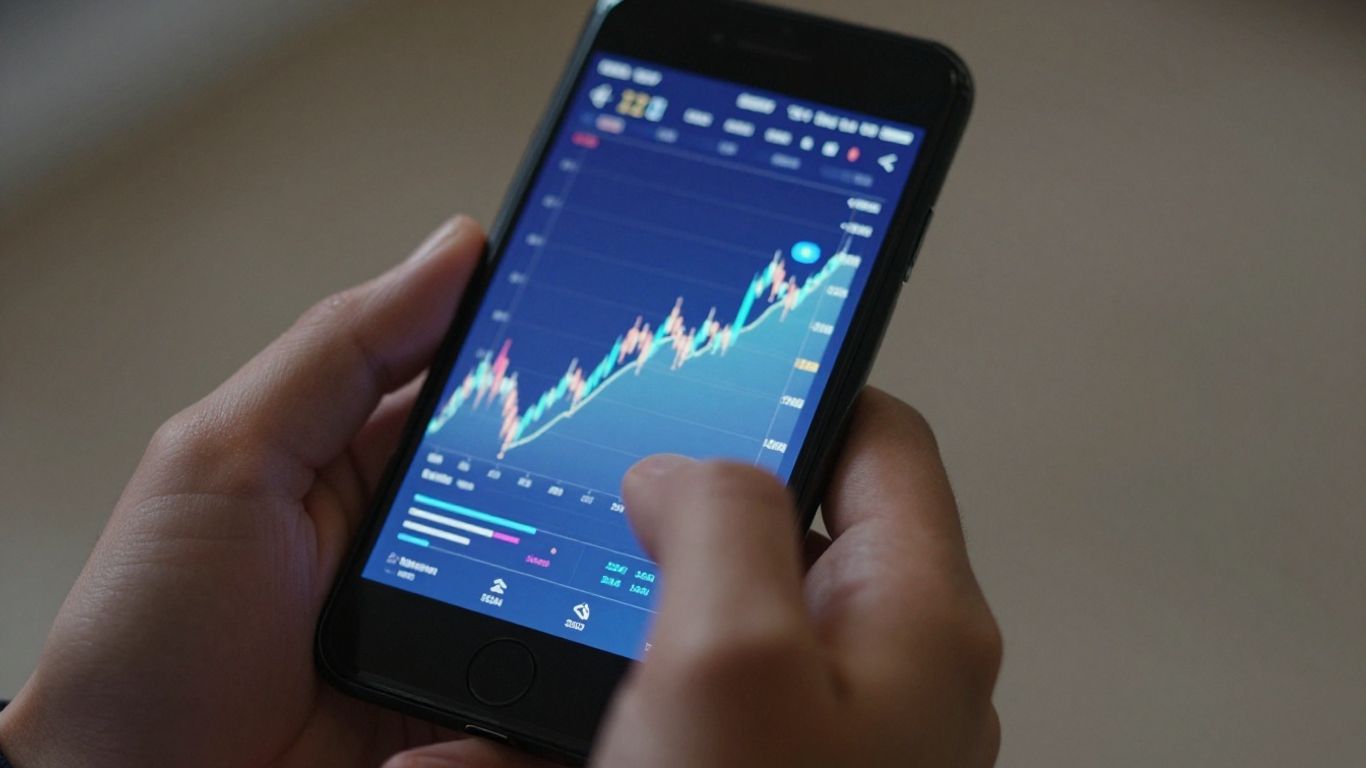 Smartphone displaying stock market simulation