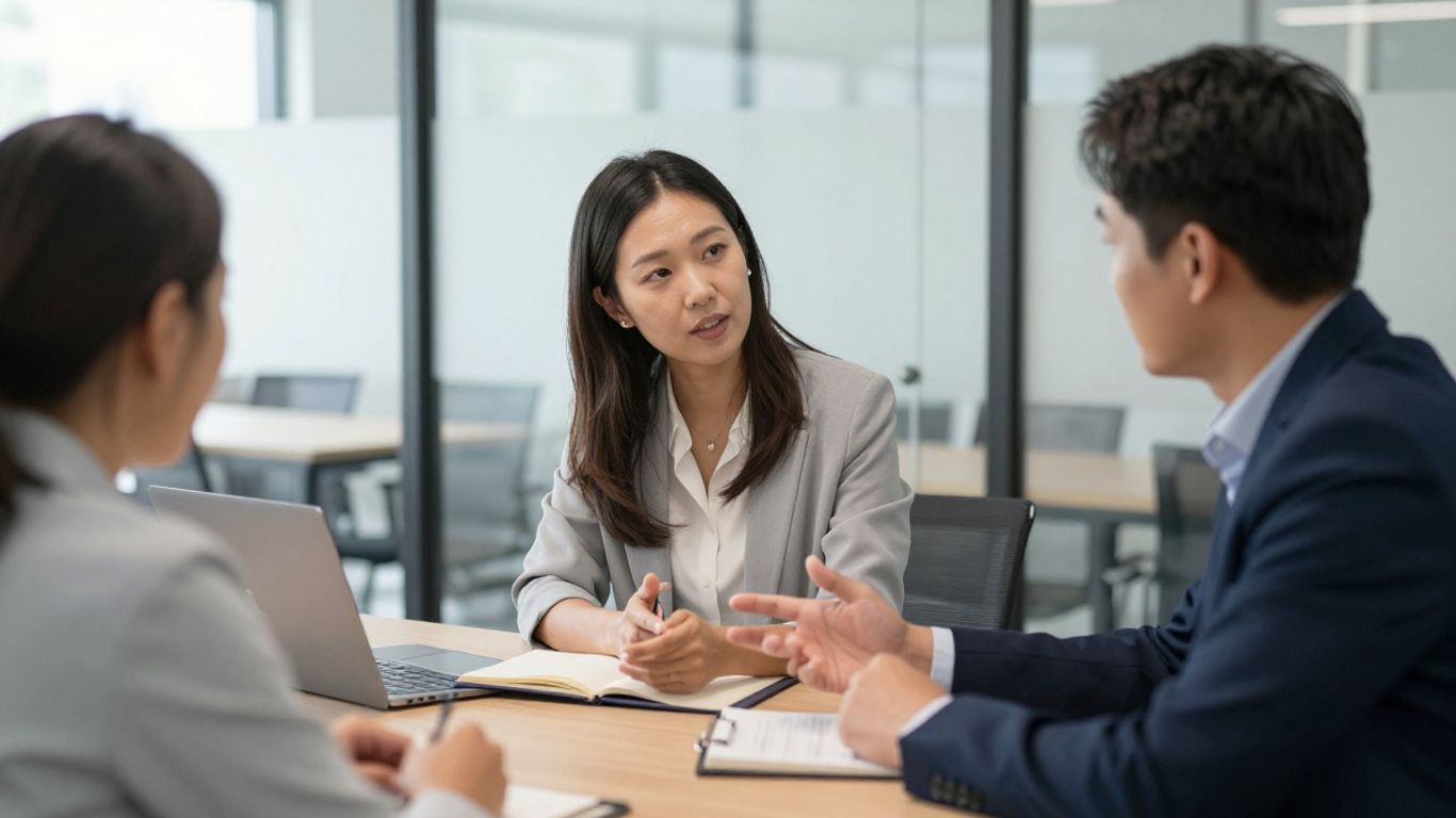 Two executives discussing a part-time leadership plan
