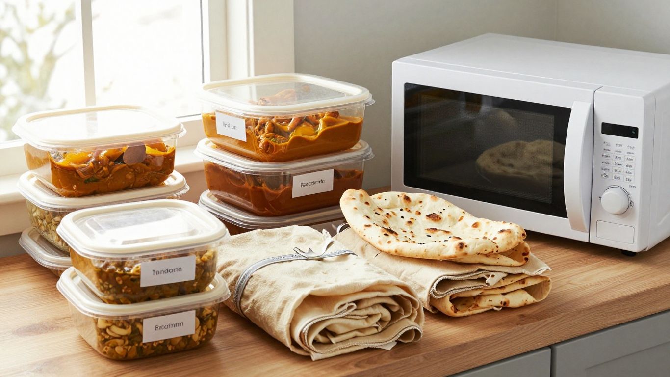 Covered Indian dishes ready for office party reheating