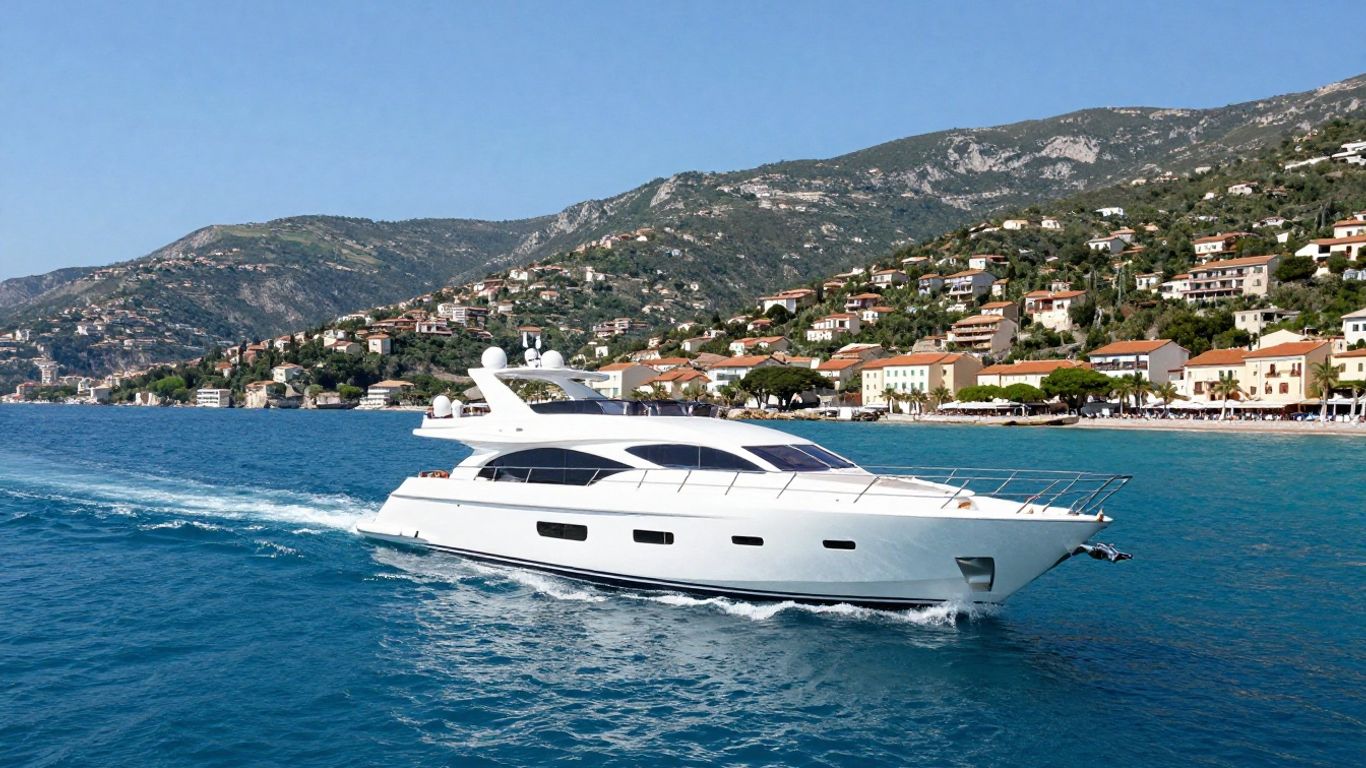 Luxury yacht sailing in the Mediterranean Sea.
