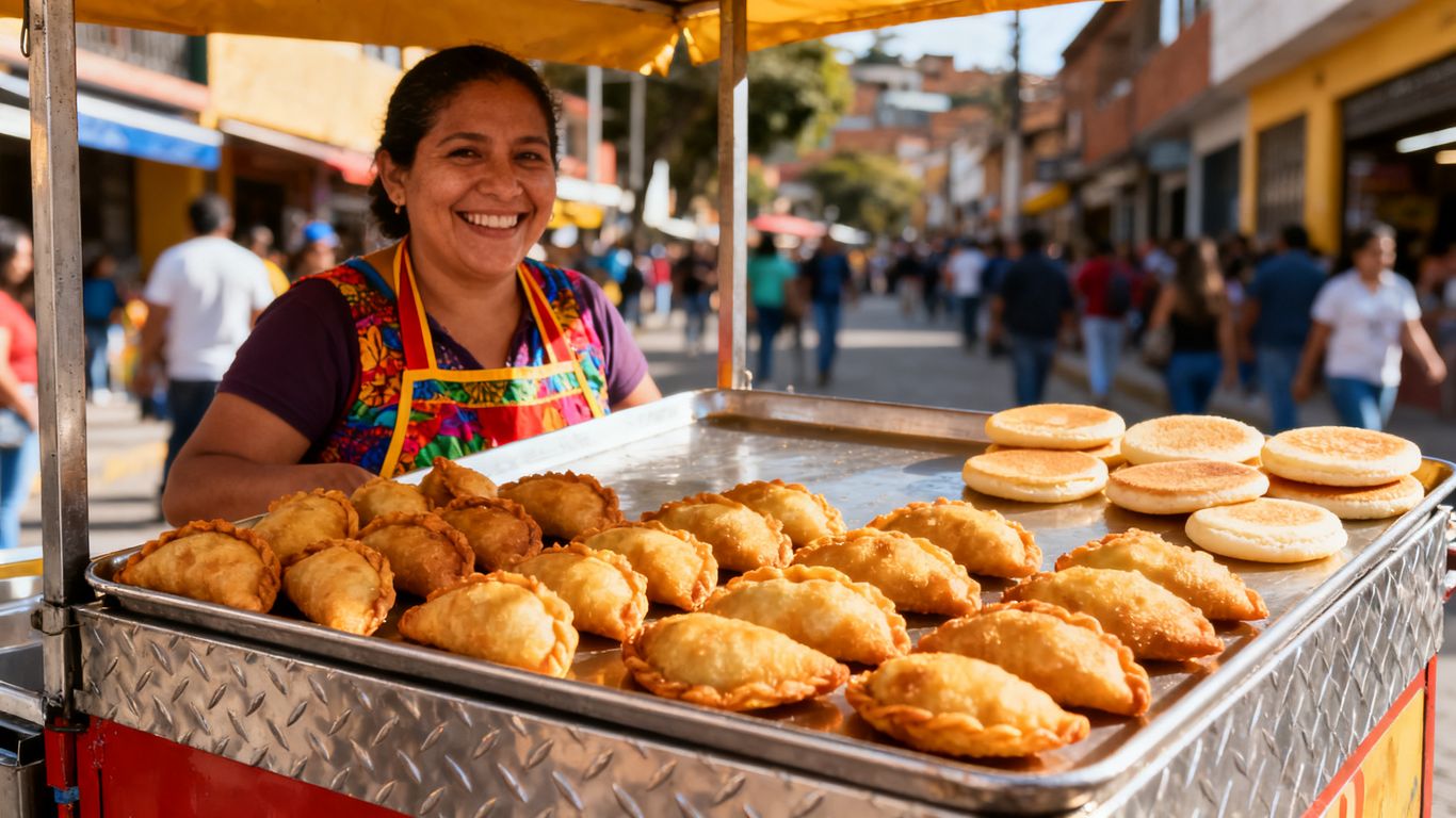 Local street food stall in Medellin