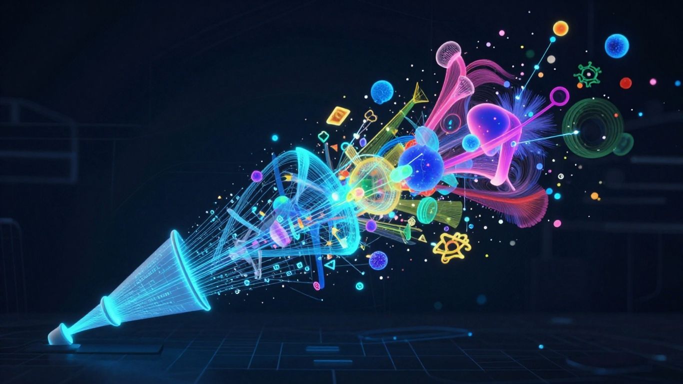 AI-powered lead conversion funnel with flowing data.