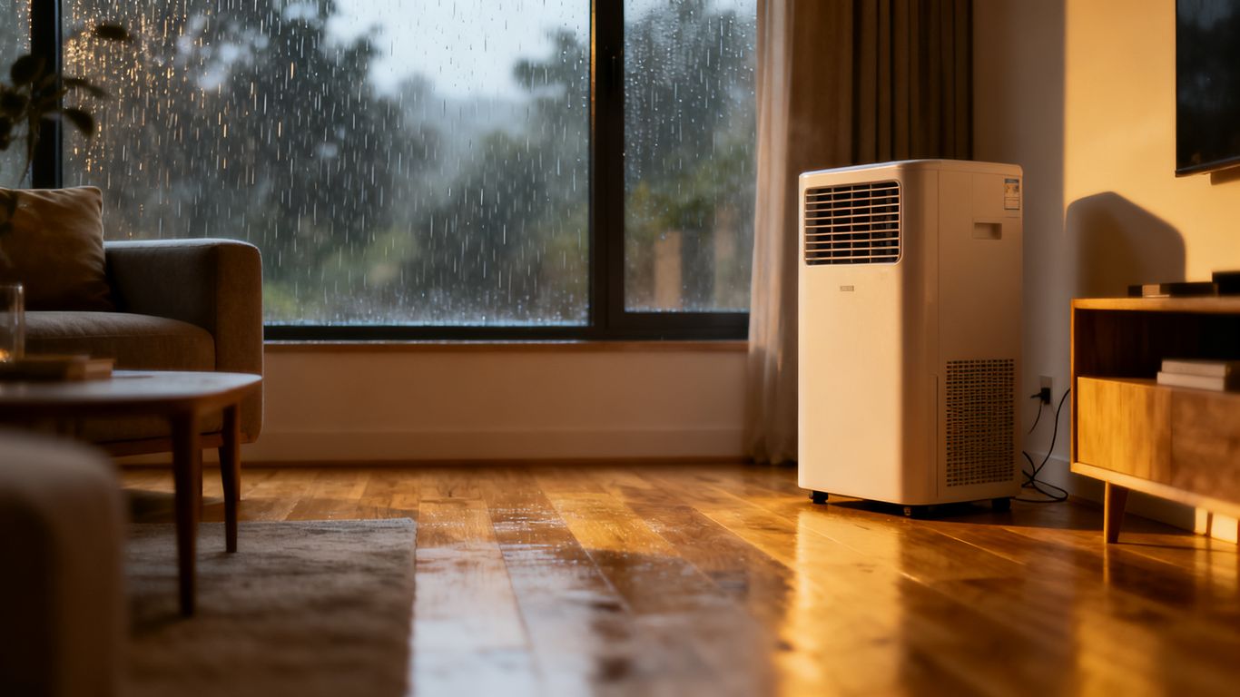 Modern home environment with dehumidifier setup
