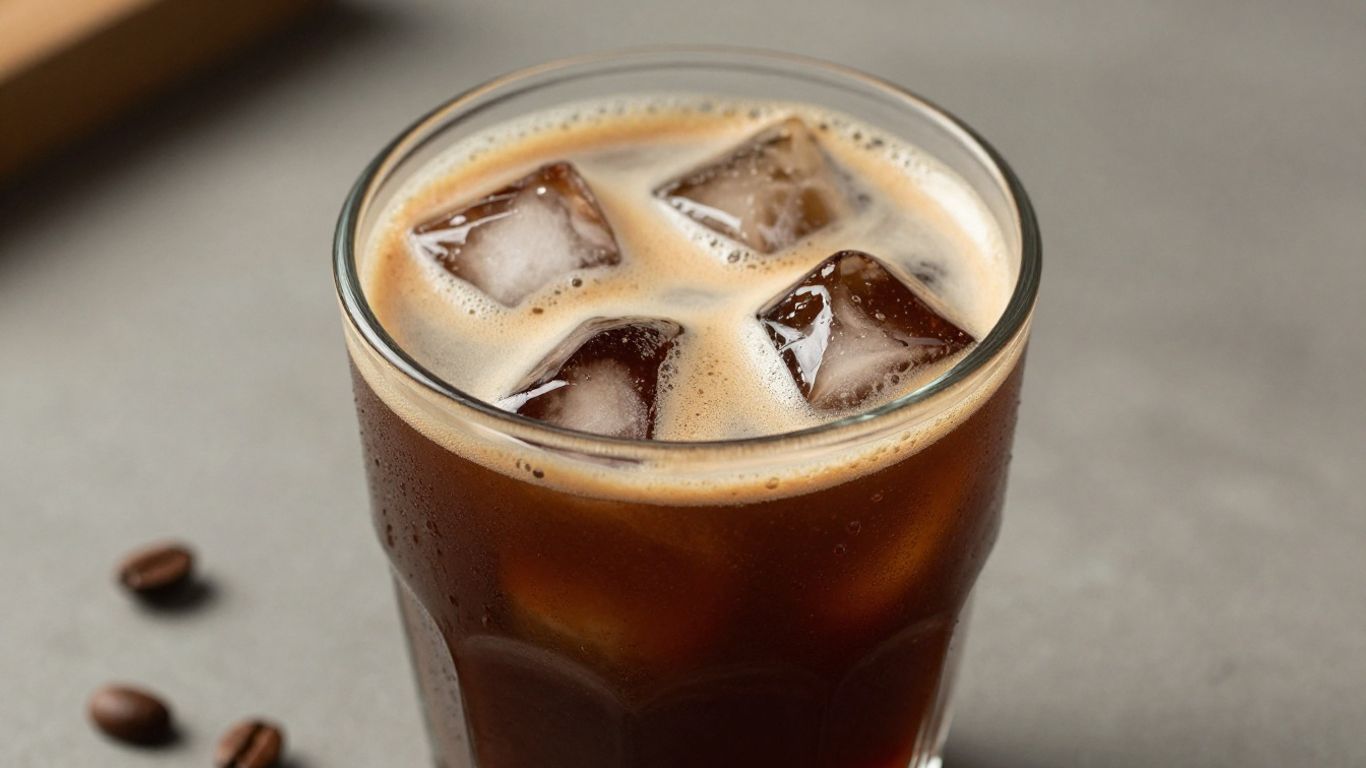 THC cold brew coffee in a glass with ice.