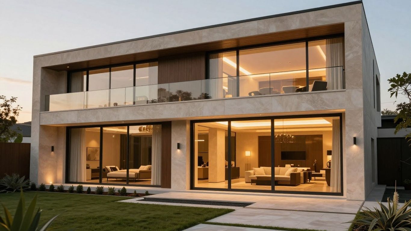 Sunlit modern home with cinematic interiors