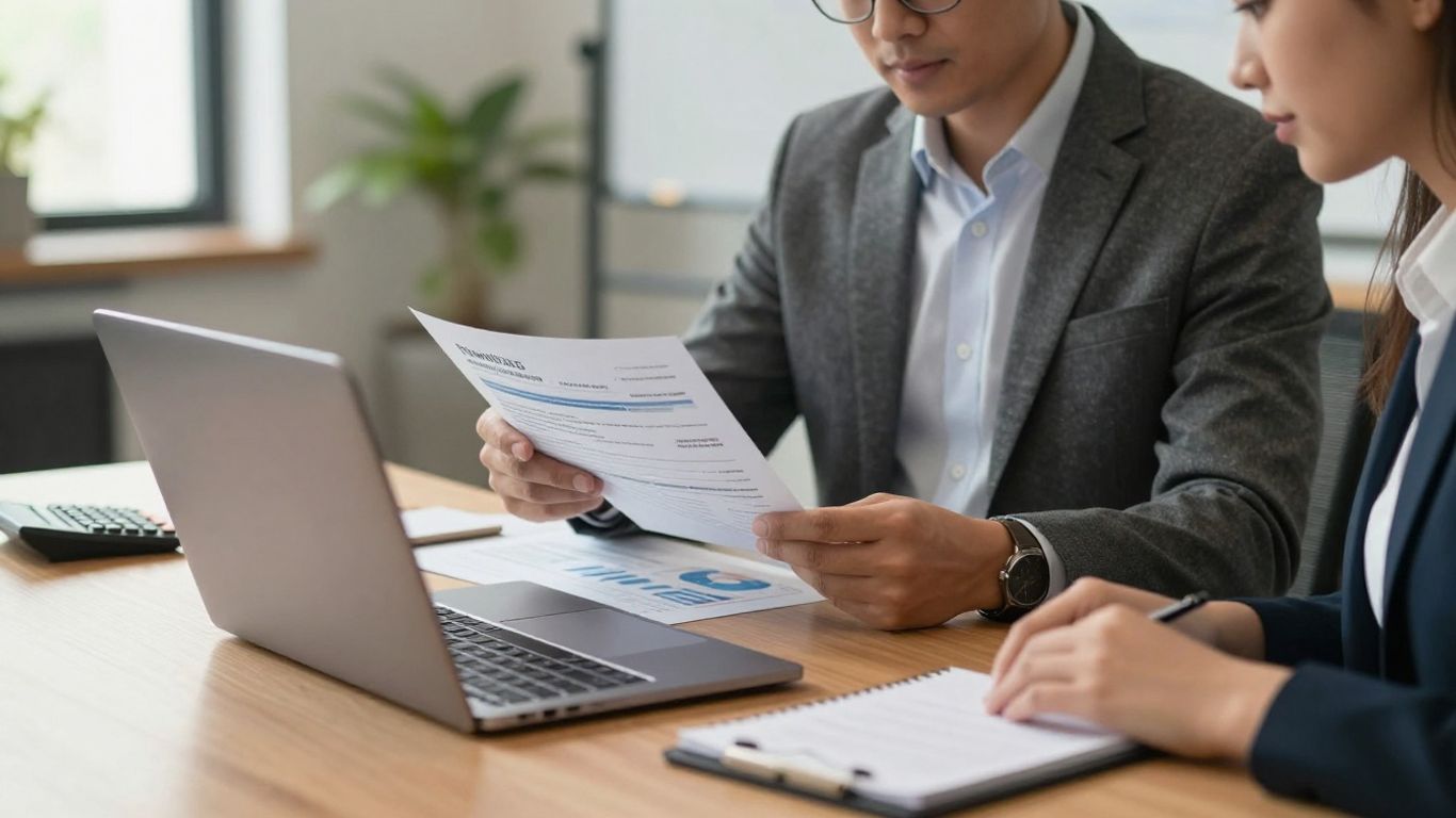 IT manager reviewing a service agreement with provider