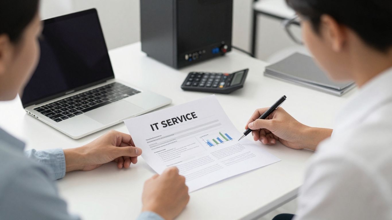 Business owners comparing IT service proposals