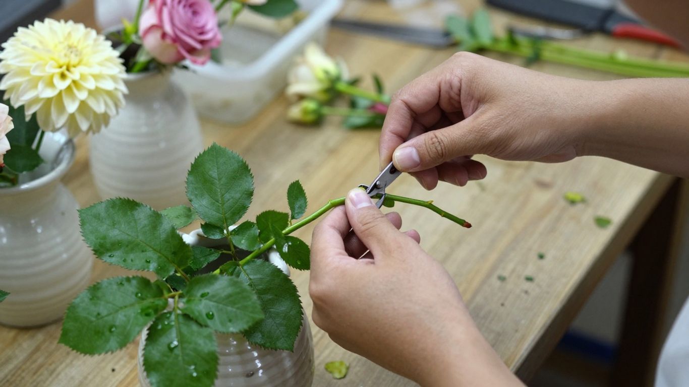 Crafting elaborate floral arrangements