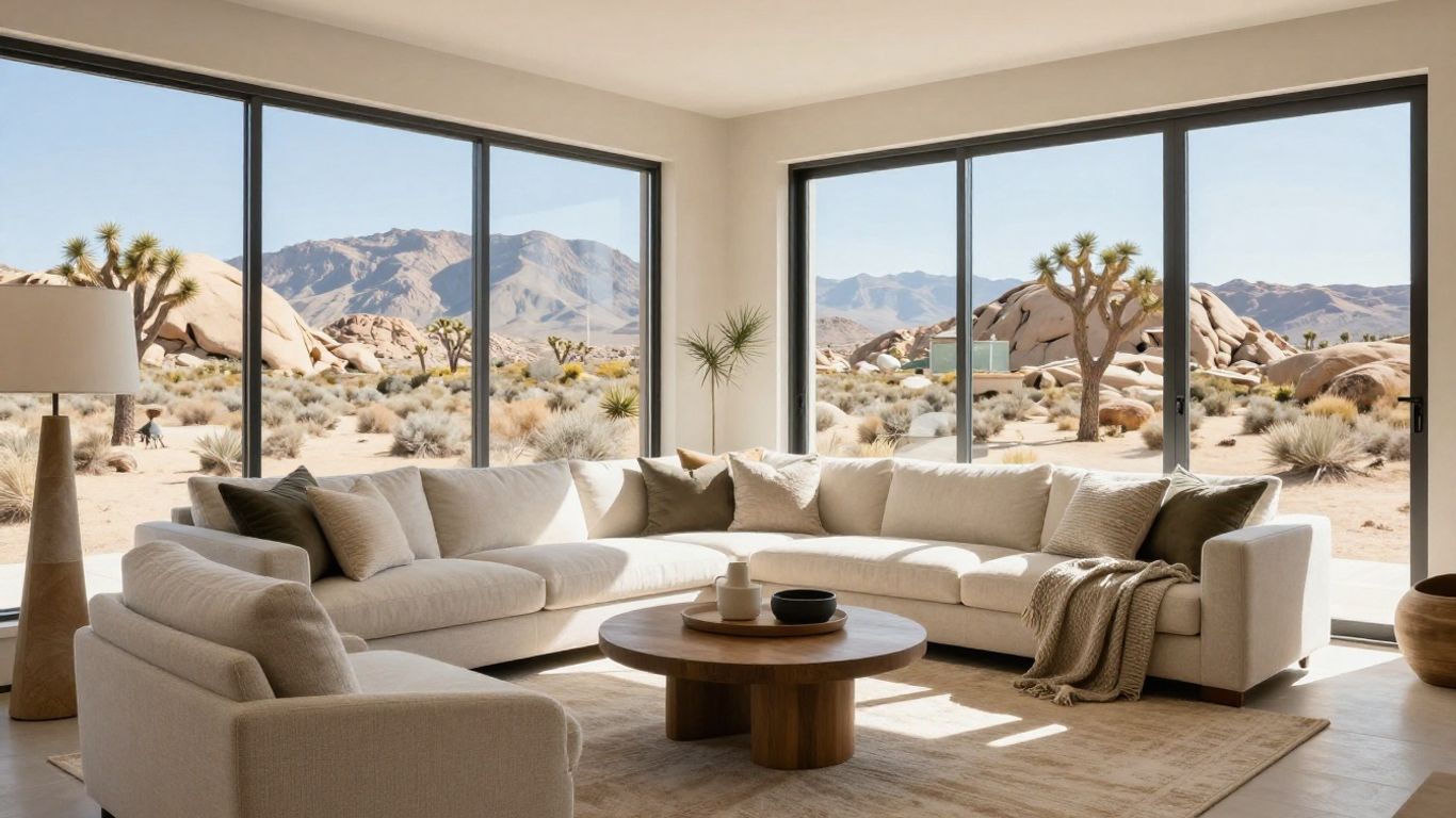 Joshua Tree Airbnb with modern furniture and desert views.