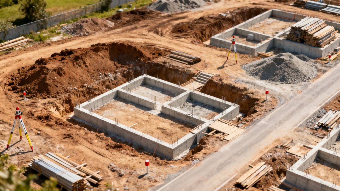 Drone capturing aerial construction imagery