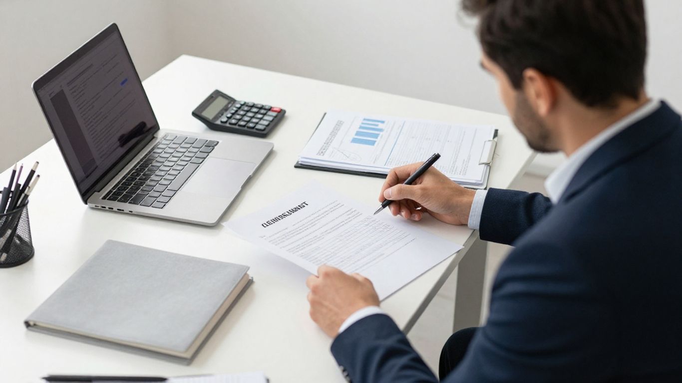 Business owner organizing accountant transition documents