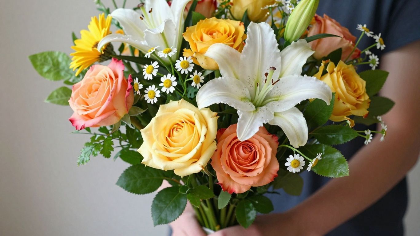 Fresh flowers arranged in a beautiful bouquet.