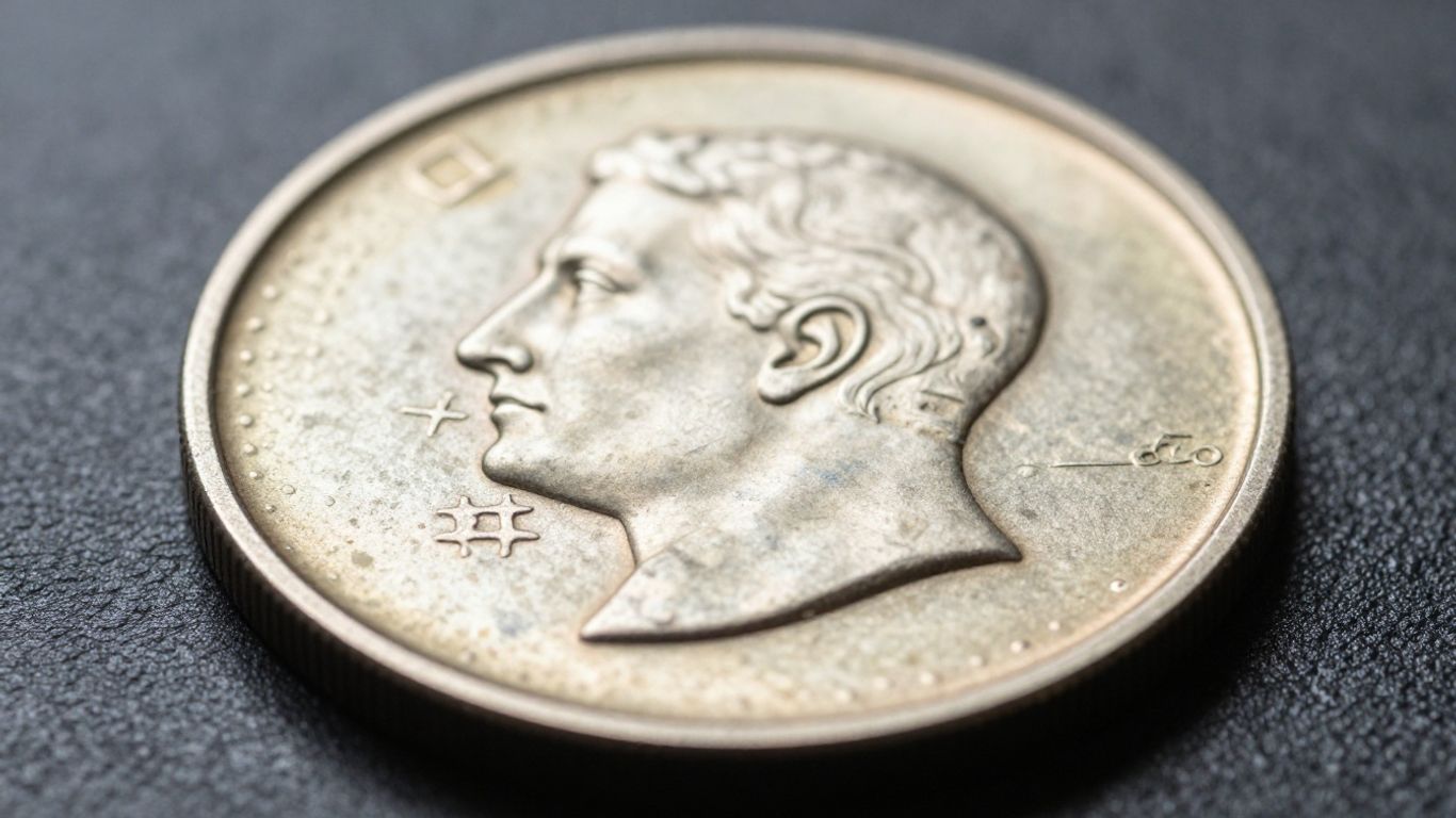 Close-up of a rare die trial coin.