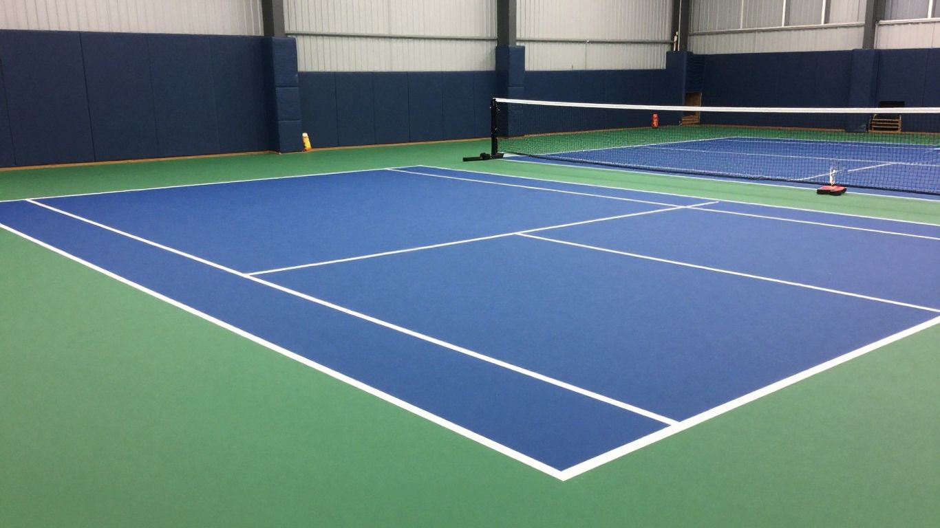 Indoor pickleball court surface installation