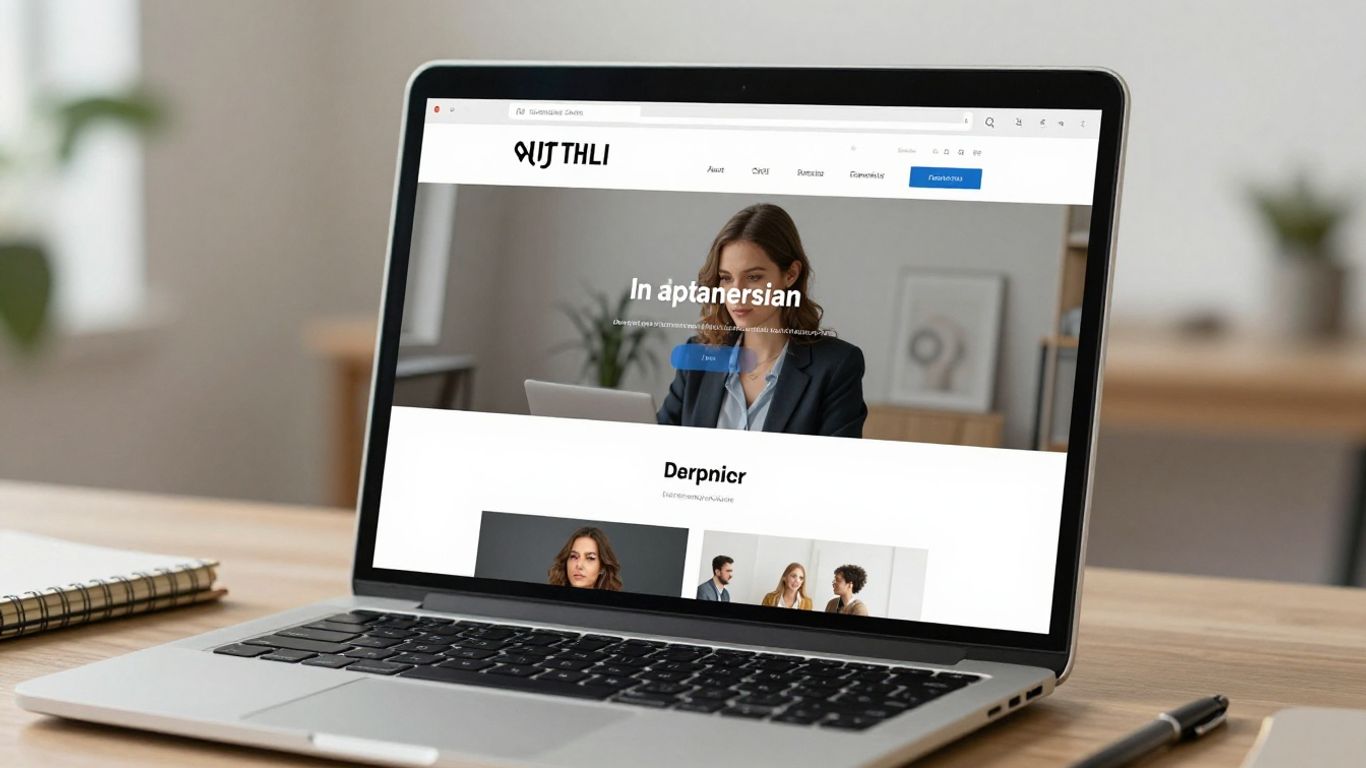 Modern website design on a laptop screen.