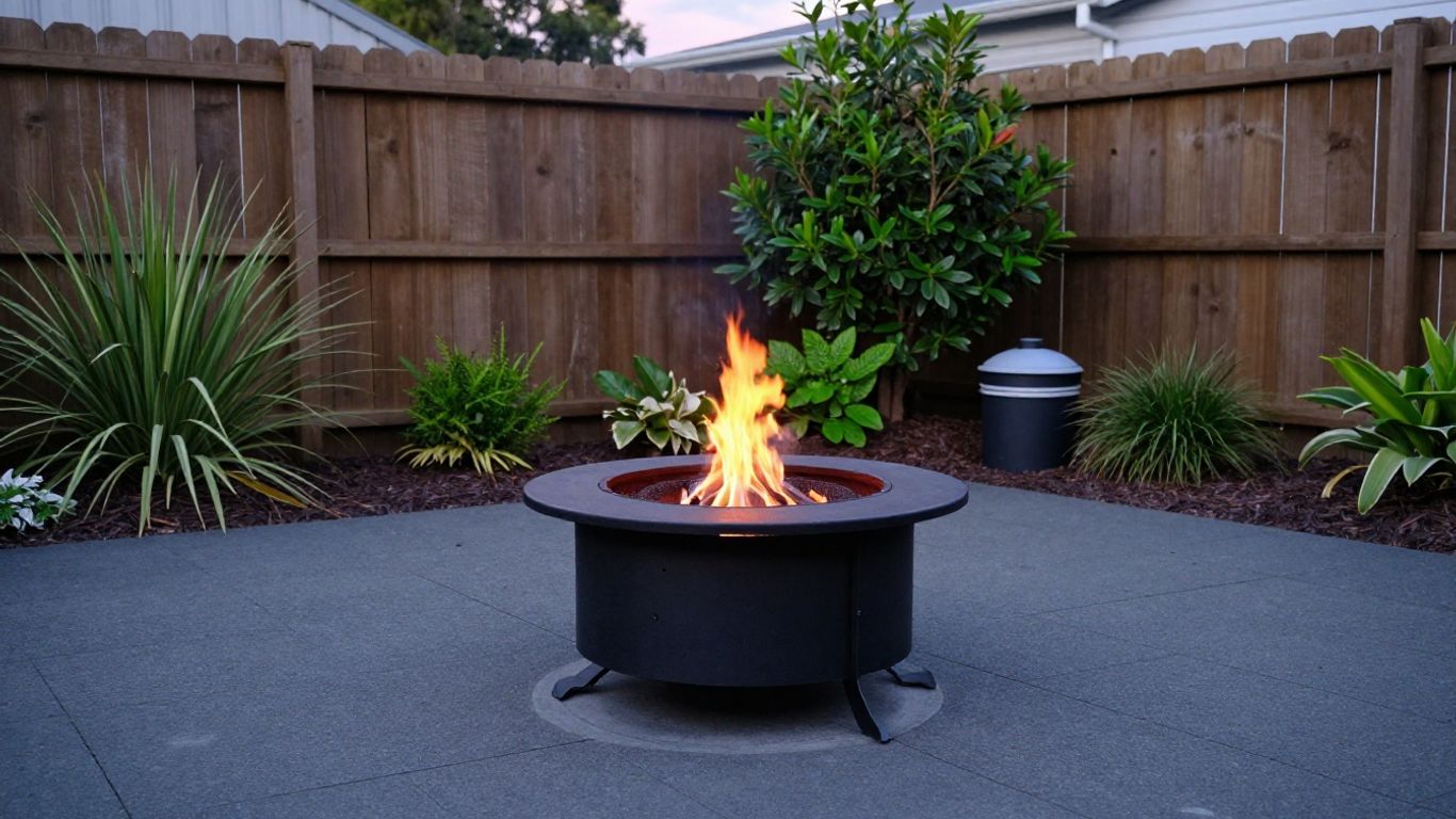 Fire pit positioned on a stable surface with clear space around it