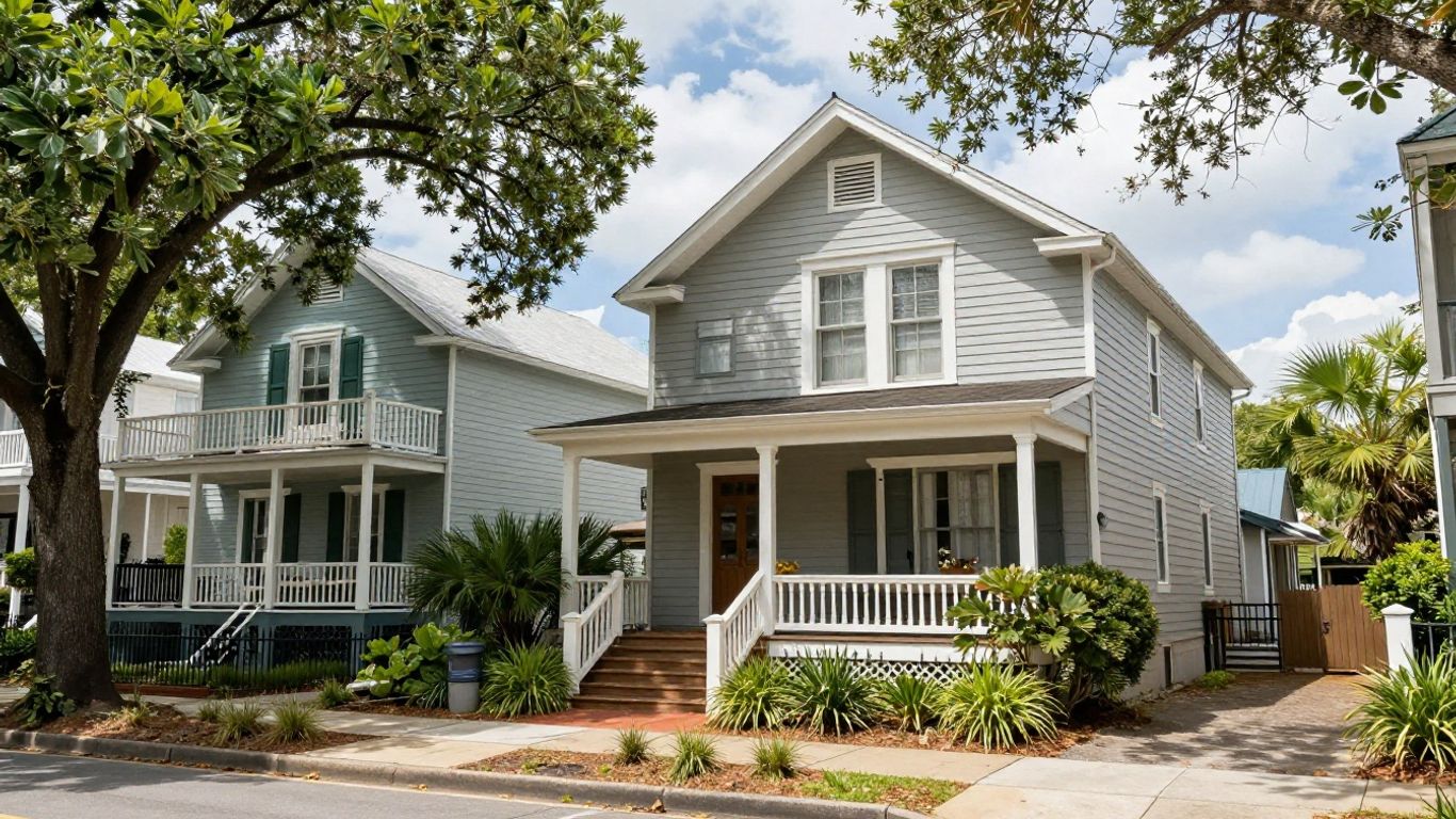 Savannah historic street with charming homes for Airbnb.