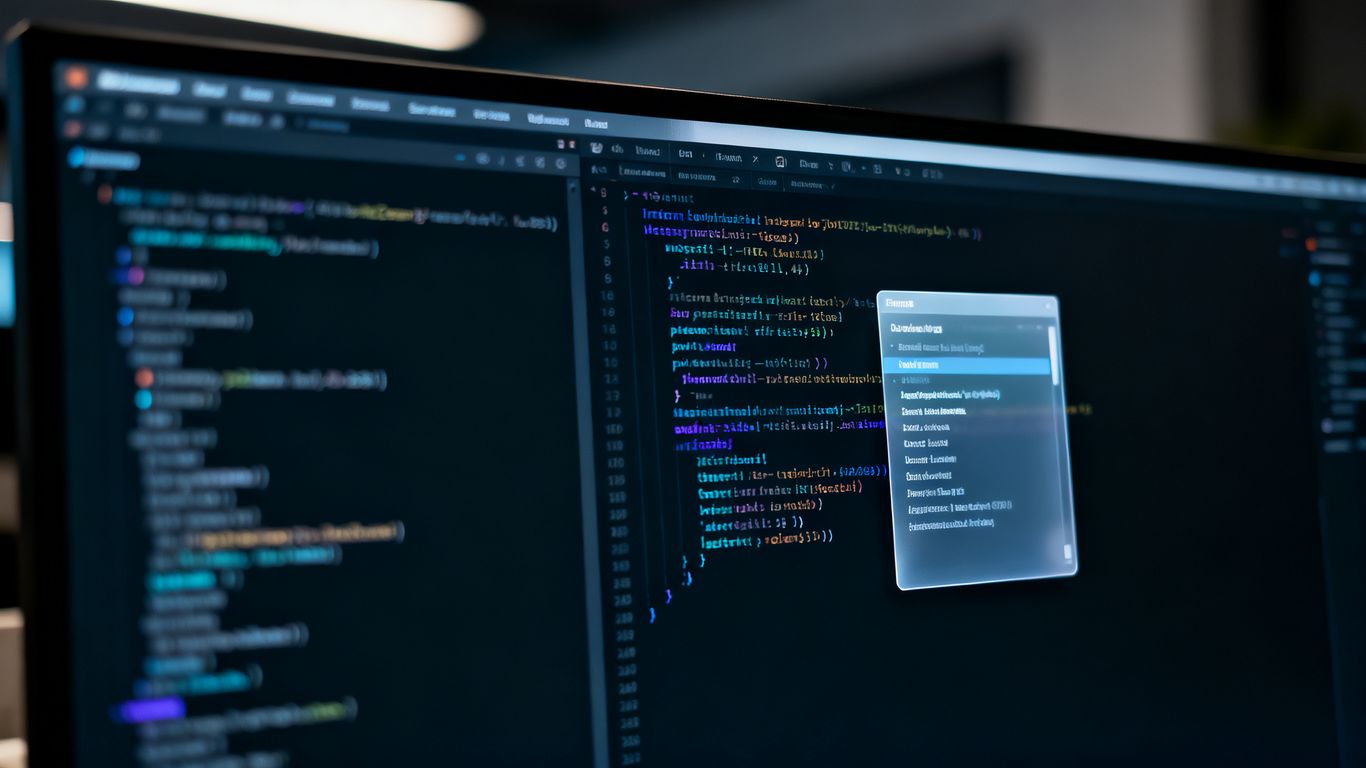 AI code editor active in a dark mode window