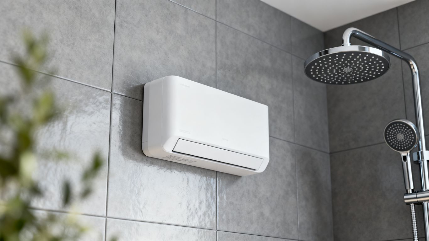Wall mounted unit installed in modern bathroom