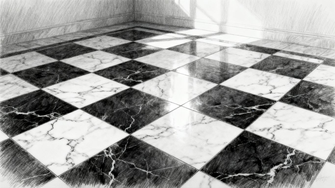 经典的棋盘格大理石地板