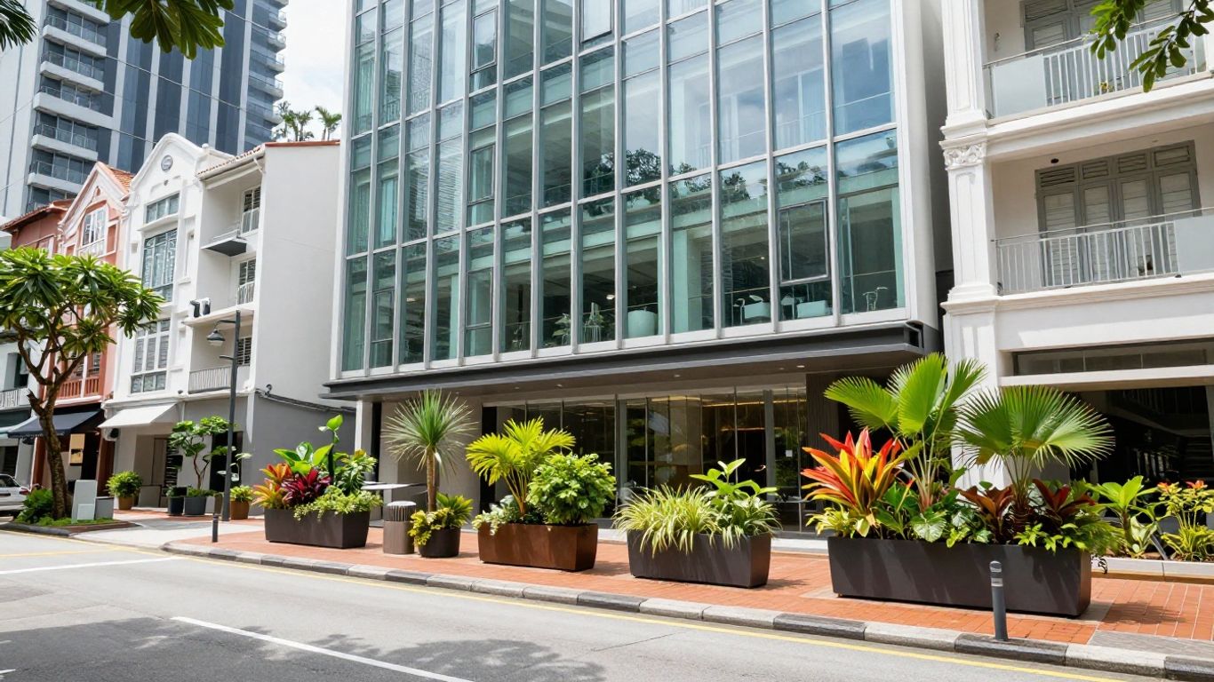 The modern architecture blending with local greenery