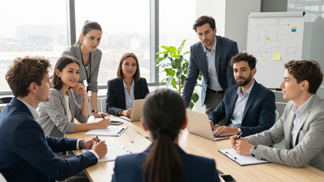 UK business people planning marketing strategy