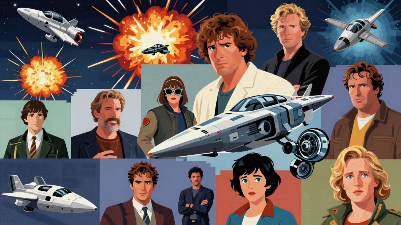 Collage of iconic movie scenes and characters, game-like aesthetic.